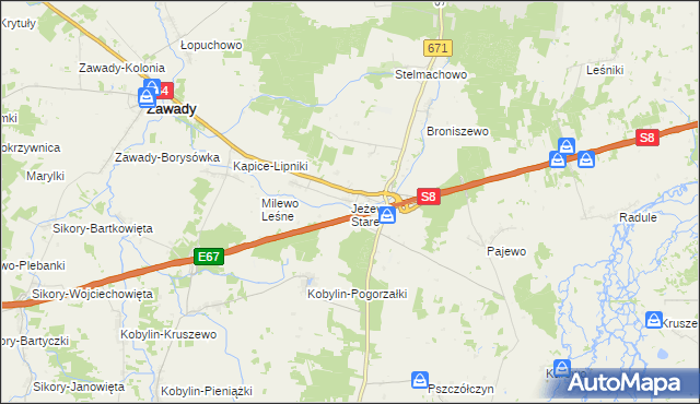 mapa Jeżewo Stare, Jeżewo Stare na mapie Targeo