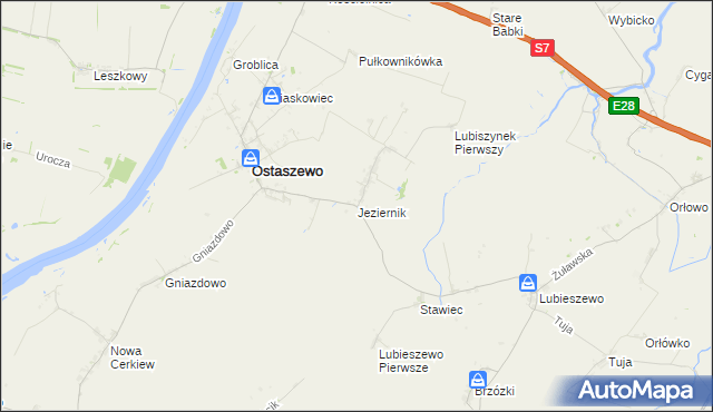 mapa Jeziernik gmina Ostaszewo, Jeziernik gmina Ostaszewo na mapie Targeo