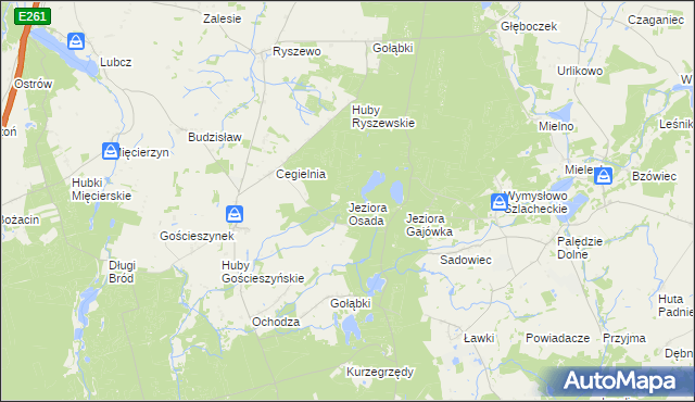 mapa Jeziora Osada, Jeziora Osada na mapie Targeo