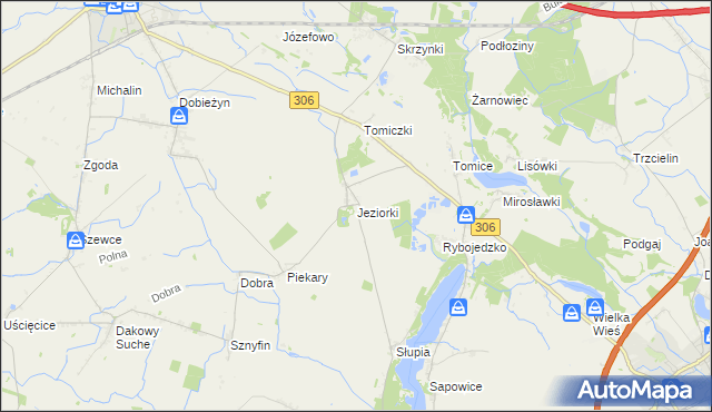 mapa Jeziorki gmina Stęszew, Jeziorki gmina Stęszew na mapie Targeo