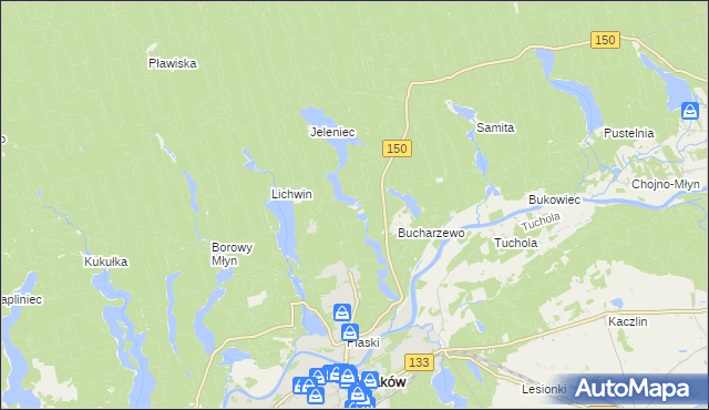 mapa Jeziorno gmina Sieraków, Jeziorno gmina Sieraków na mapie Targeo