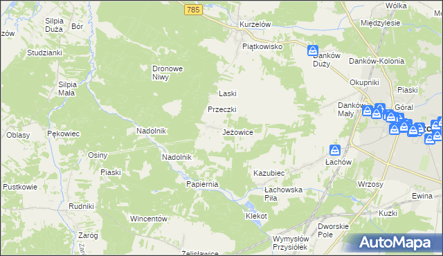 mapa Jeżowice, Jeżowice na mapie Targeo
