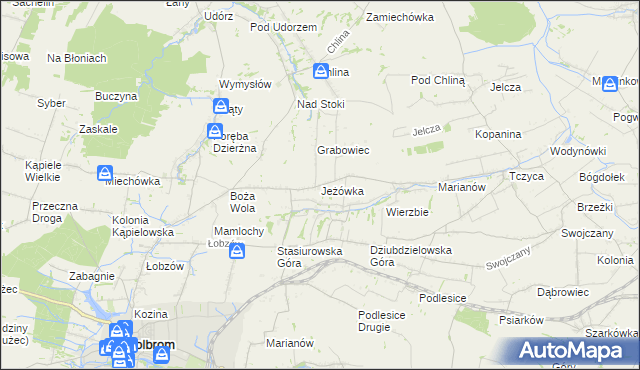 mapa Jeżówka gmina Wolbrom, Jeżówka gmina Wolbrom na mapie Targeo