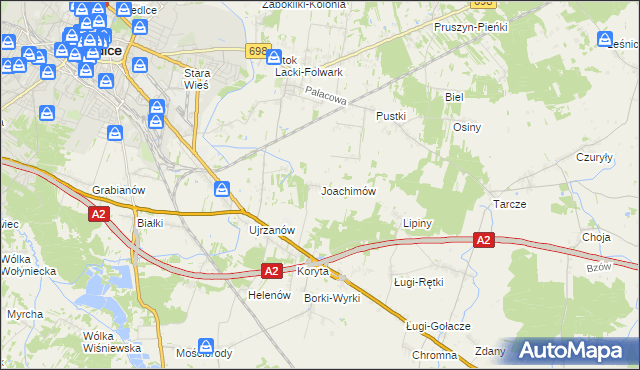 mapa Joachimów, Joachimów na mapie Targeo