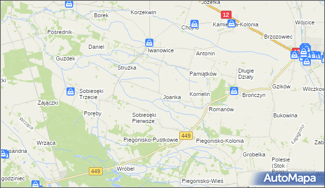mapa Joanka gmina Szczytniki, Joanka gmina Szczytniki na mapie Targeo
