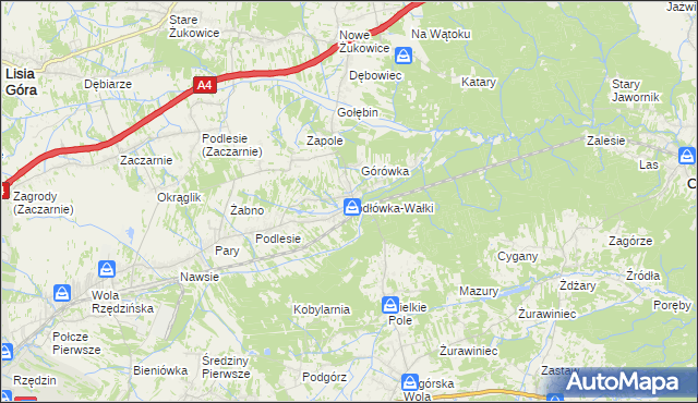 mapa Jodłówka-Wałki, Jodłówka-Wałki na mapie Targeo