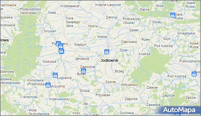 mapa Jodłownik, Jodłownik na mapie Targeo