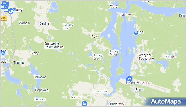 mapa Joniny Małe, Joniny Małe na mapie Targeo