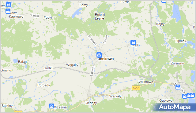 mapa Jonkowo, Jonkowo na mapie Targeo