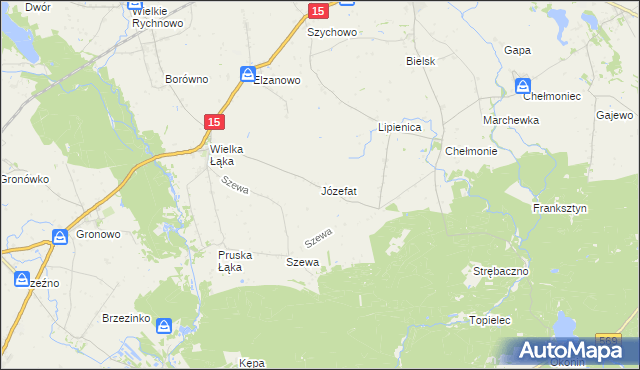 mapa Józefat gmina Kowalewo Pomorskie, Józefat gmina Kowalewo Pomorskie na mapie Targeo