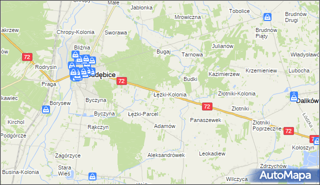 mapa Józefka gmina Poddębice, Józefka gmina Poddębice na mapie Targeo