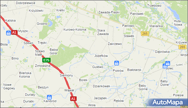 mapa Józefków gmina Gostynin, Józefków gmina Gostynin na mapie Targeo