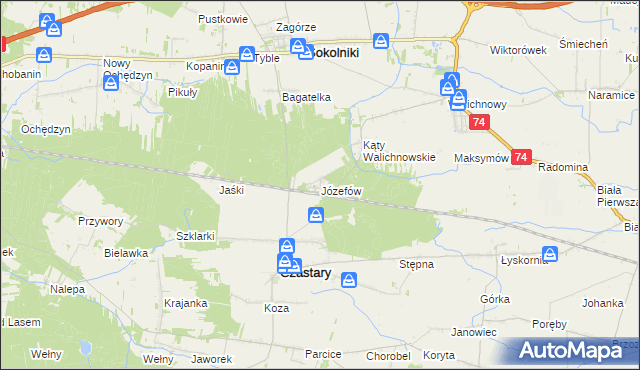 mapa Józefów gmina Czastary, Józefów gmina Czastary na mapie Targeo