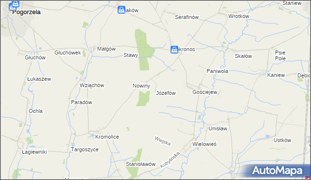 mapa Józefów gmina Koźmin Wielkopolski, Józefów gmina Koźmin Wielkopolski na mapie Targeo