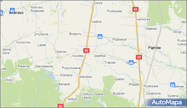 mapa Józefów gmina Pątnów, Józefów gmina Pątnów na mapie Targeo