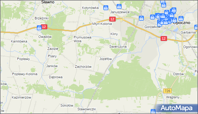 mapa Józefów gmina Sławno, Józefów gmina Sławno na mapie Targeo
