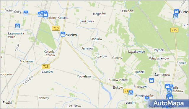 mapa Józefów gmina Ujazd, Józefów gmina Ujazd na mapie Targeo