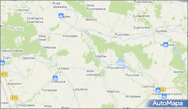 mapa Józefów gmina Zadzim, Józefów gmina Zadzim na mapie Targeo