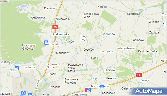 mapa Józefów gmina Zwoleń, Józefów gmina Zwoleń na mapie Targeo