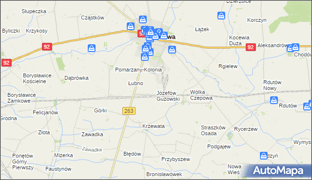 mapa Józefów Guzowski, Józefów Guzowski na mapie Targeo