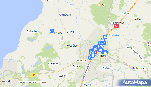 mapa Józefowo gmina Braniewo, Józefowo gmina Braniewo na mapie Targeo