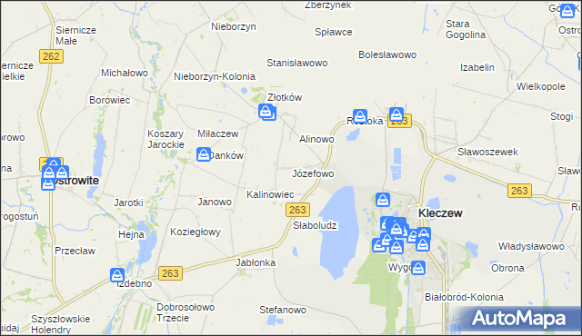 mapa Józefowo gmina Kleczew, Józefowo gmina Kleczew na mapie Targeo