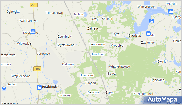 mapa Józefowo gmina Piotrków Kujawski, Józefowo gmina Piotrków Kujawski na mapie Targeo
