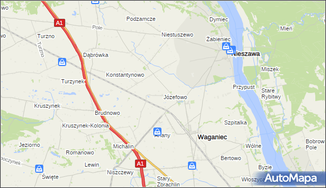mapa Józefowo gmina Waganiec, Józefowo gmina Waganiec na mapie Targeo
