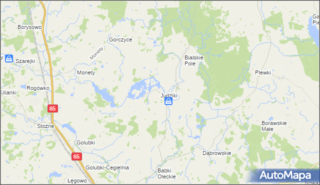 mapa Judziki gmina Olecko, Judziki gmina Olecko na mapie Targeo