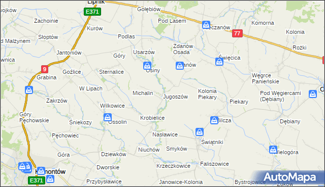 mapa Jugoszów, Jugoszów na mapie Targeo