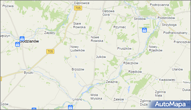 mapa Julków gmina Skierniewice, Julków gmina Skierniewice na mapie Targeo