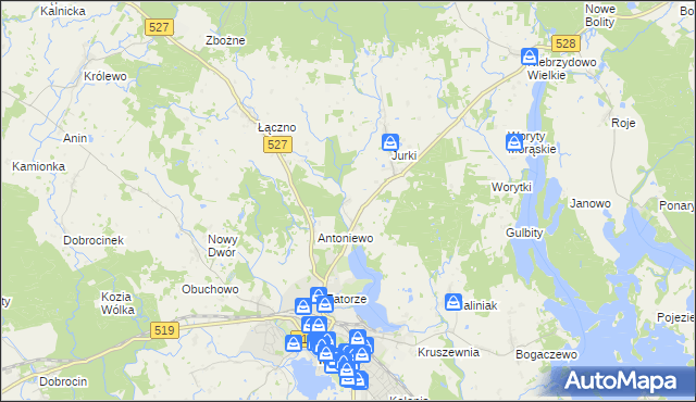 mapa Jurecki Młyn, Jurecki Młyn na mapie Targeo