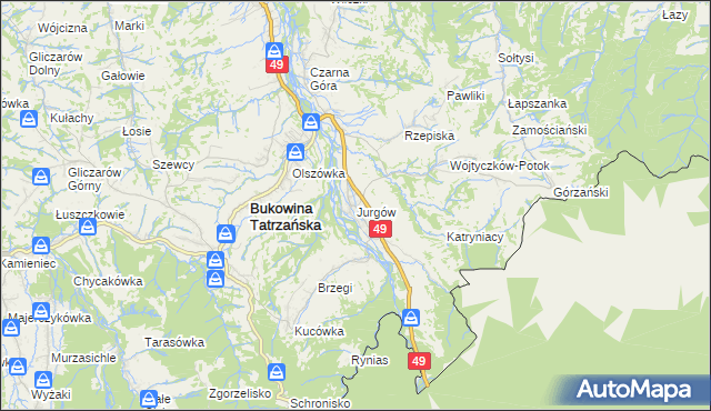 mapa Jurgów, Jurgów na mapie Targeo