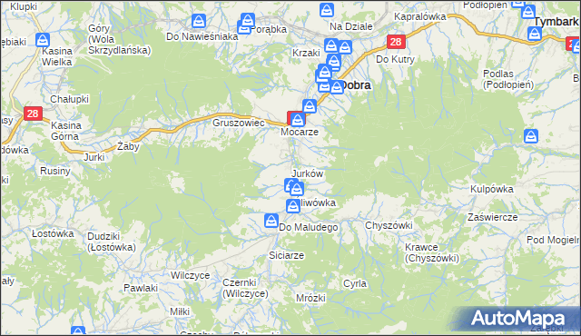 mapa Jurków gmina Dobra, Jurków gmina Dobra na mapie Targeo