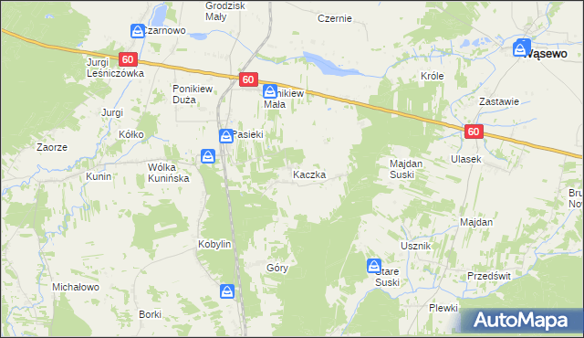 mapa Kaczka gmina Goworowo, Kaczka gmina Goworowo na mapie Targeo