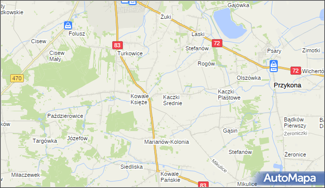 mapa Kaczki Średnie, Kaczki Średnie na mapie Targeo