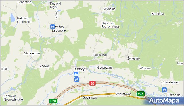 mapa Kaczkowo gmina Łęczyce, Kaczkowo gmina Łęczyce na mapie Targeo
