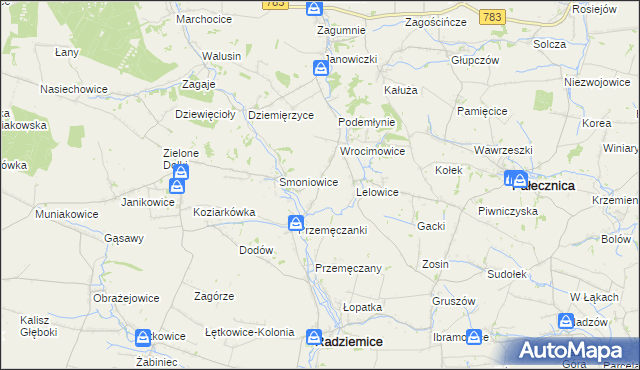 mapa Kaczowice gmina Radziemice, Kaczowice gmina Radziemice na mapie Targeo