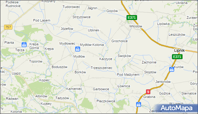 mapa Kaczyce gmina Lipnik, Kaczyce gmina Lipnik na mapie Targeo