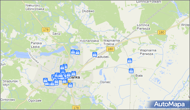 mapa Kadłubek gmina Trzcianka, Kadłubek gmina Trzcianka na mapie Targeo