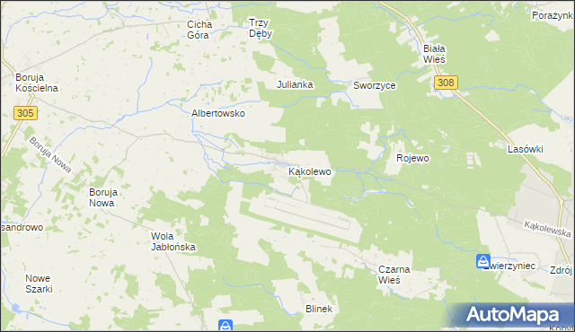 mapa Kąkolewo gmina Grodzisk Wielkopolski, Kąkolewo gmina Grodzisk Wielkopolski na mapie Targeo