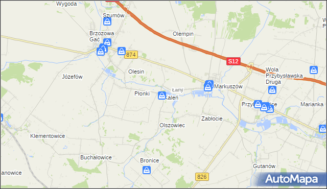 mapa Kaleń gmina Markuszów, Kaleń gmina Markuszów na mapie Targeo