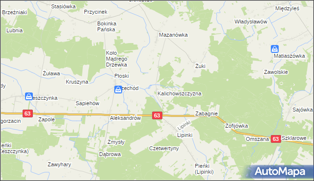 mapa Kalichowszczyzna, Kalichowszczyzna na mapie Targeo