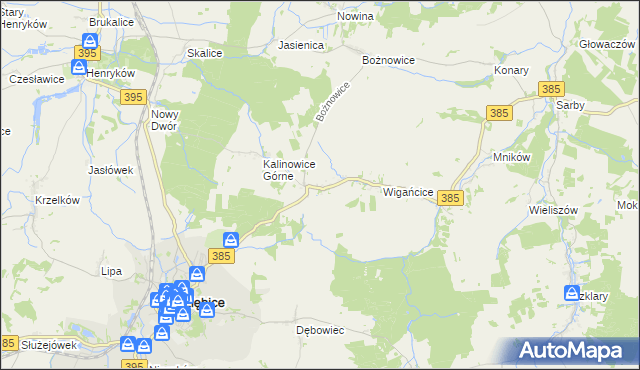 mapa Kalinowice Dolne, Kalinowice Dolne na mapie Targeo