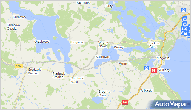 mapa Kalinowo gmina Giżycko, Kalinowo gmina Giżycko na mapie Targeo
