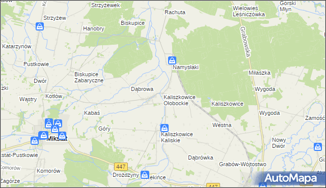 mapa Kaliszkowice Ołobockie, Kaliszkowice Ołobockie na mapie Targeo