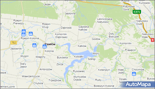 mapa Kałków gmina Pawłów, Kałków gmina Pawłów na mapie Targeo