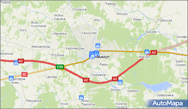 mapa Kałuszyn powiat miński, Kałuszyn powiat miński na mapie Targeo