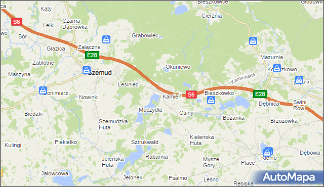 mapa Kamień gmina Szemud, Kamień gmina Szemud na mapie Targeo