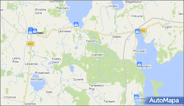 mapa Kamień gmina Węgorzewo, Kamień gmina Węgorzewo na mapie Targeo